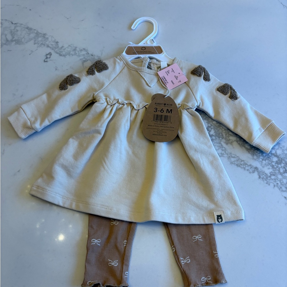 Cream and Brown Kids Dress Set